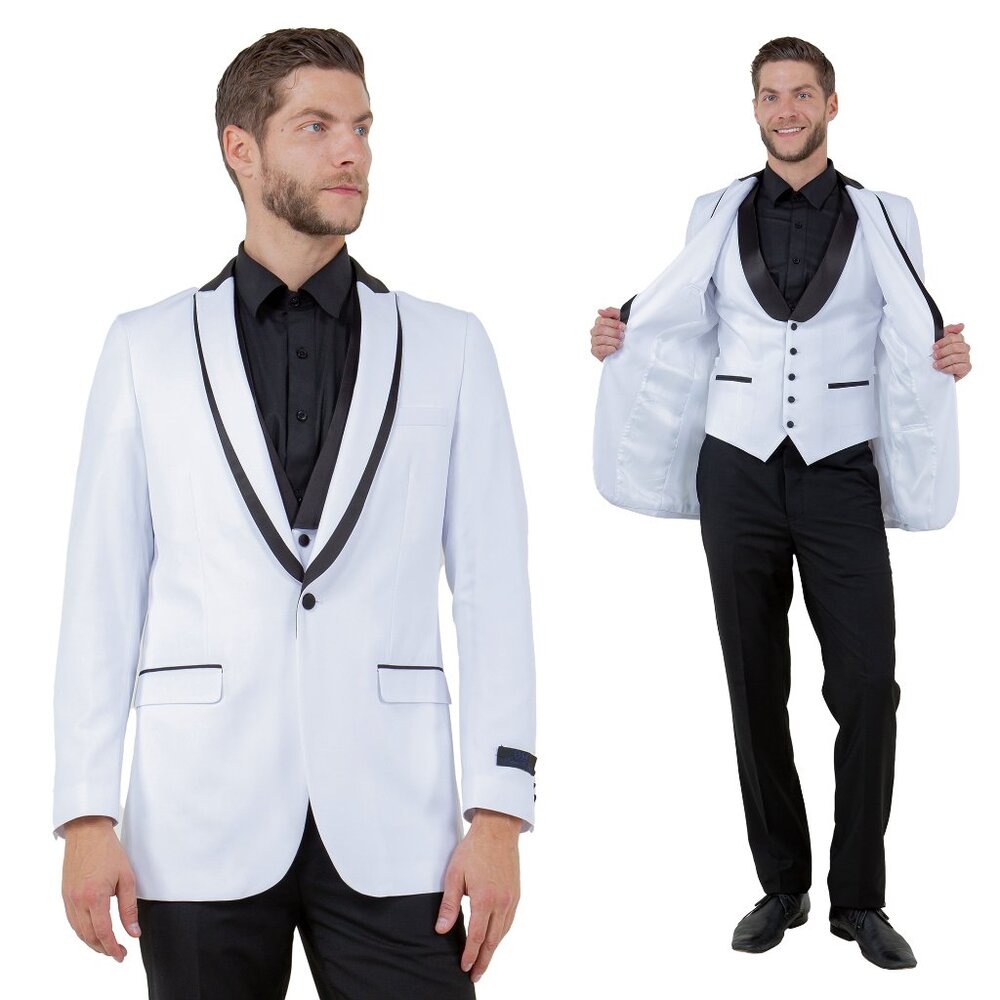 Bryan Michaels Slim Fit 3-PC Tuxedo, White
